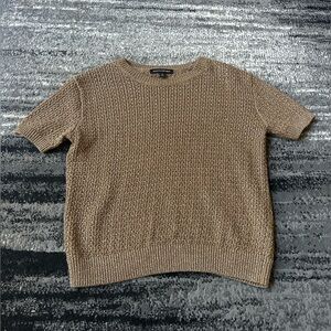 BANANA REPUBLIC Sparkly Gold Cable Knit Short Sleeve Sweater